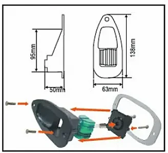 Огонь бортовой красный 138х63х50 мм черный корпус 30842