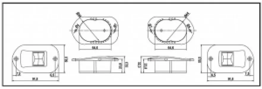 Огни бортовые врезные 92х32 мм, белый корпус 71316