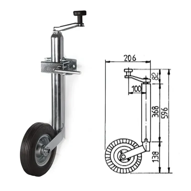 Kent Bridge Кронштейн стояночный трейлерный 596 мм, колесо резиновое