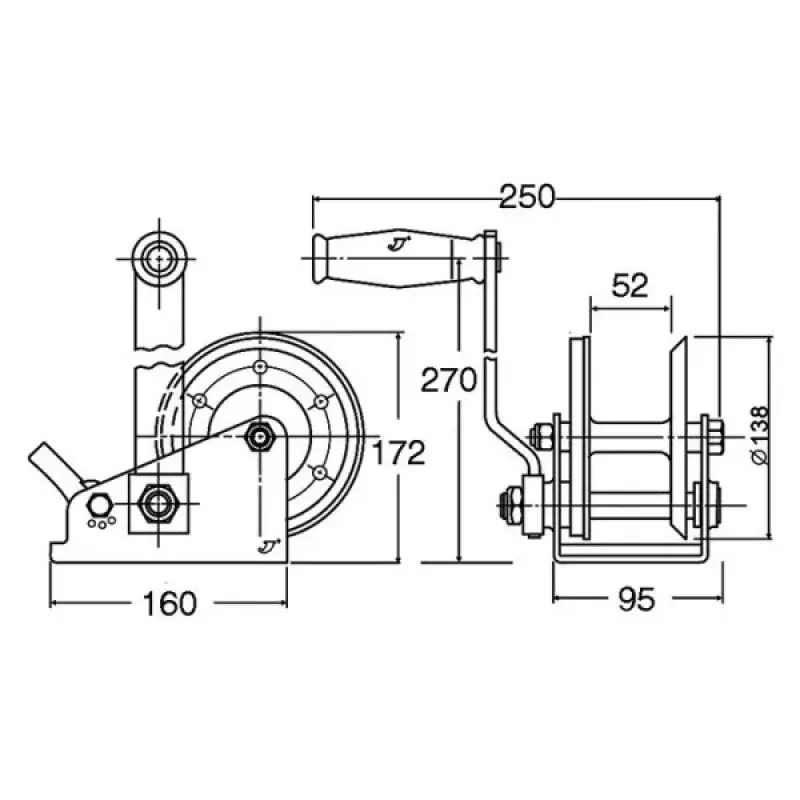 Лебедка ручная 727 кг (4:1)