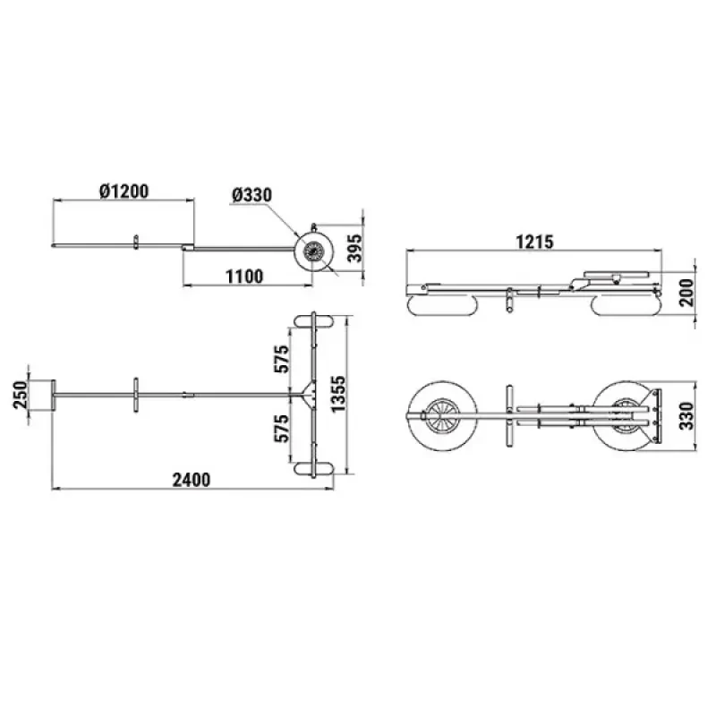 Техномарин Тележка для транспортировки лодки складная