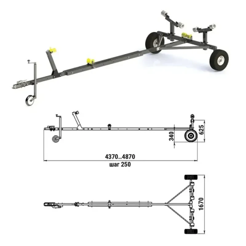 Техномарин Трейлер для транспортировки легких катеров (чер.мет.)