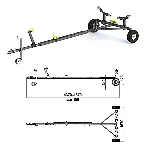 Трейлер для транспортировки легких катеров (чер.мет.) 060242T