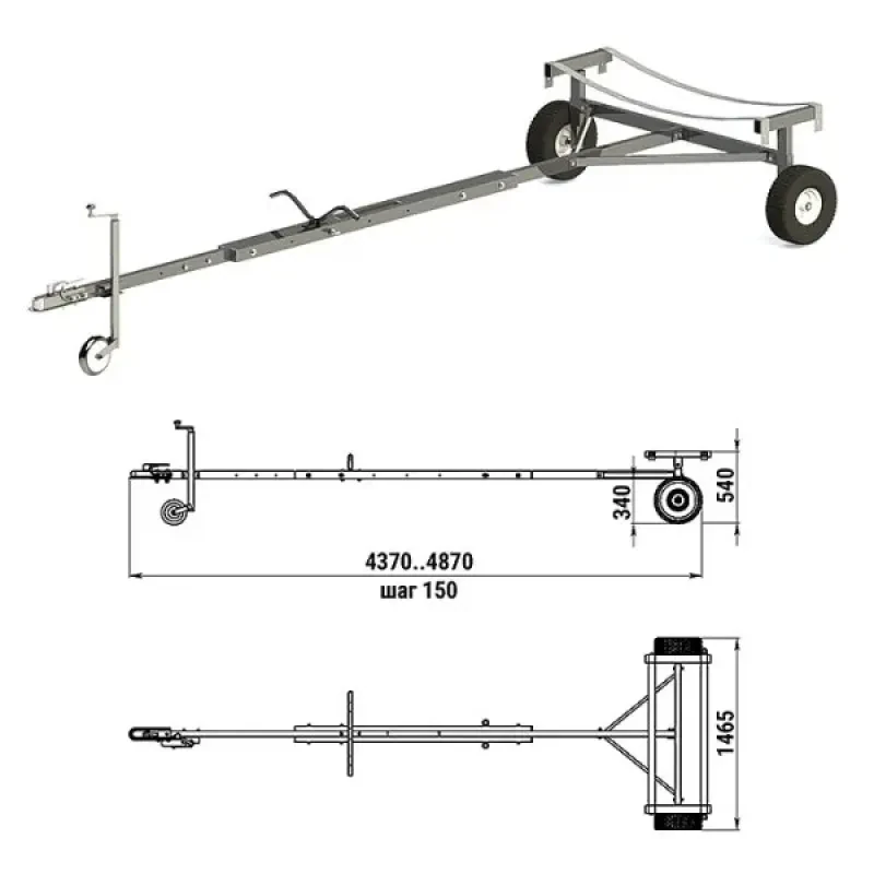Техномарин Трейлер для транспортировки НЛ и РИБ (чер.мет.)