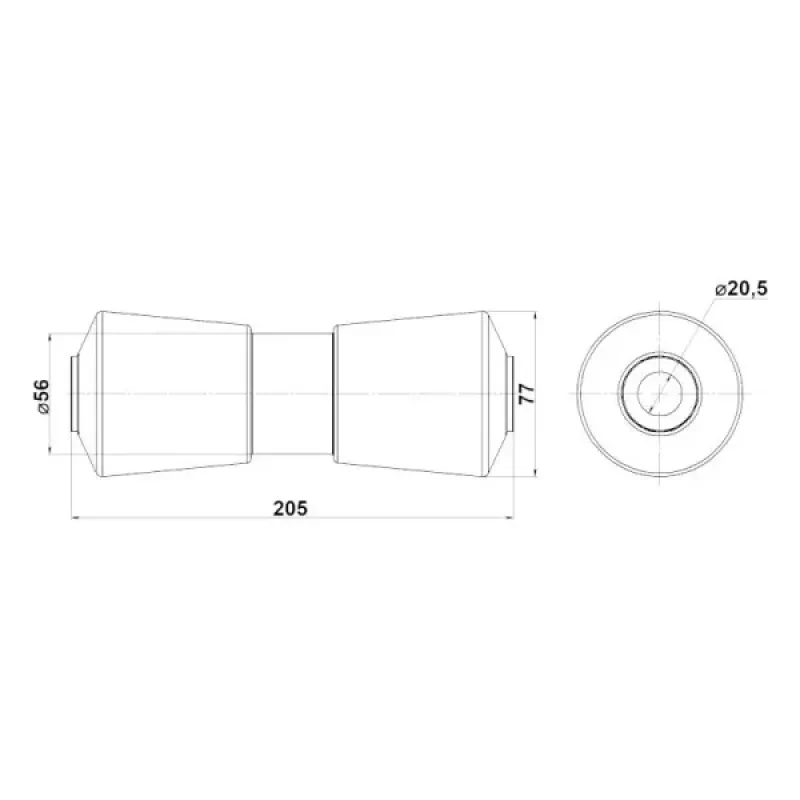 Техномарин Ролик подкильный 200мм, черный ПВХ