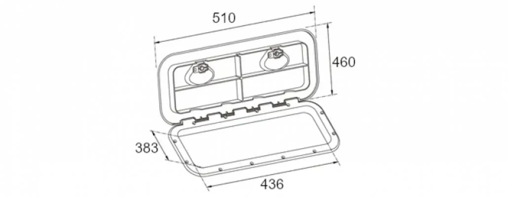 Крышка рундука SEAFLO 460x510мм, белый пластик