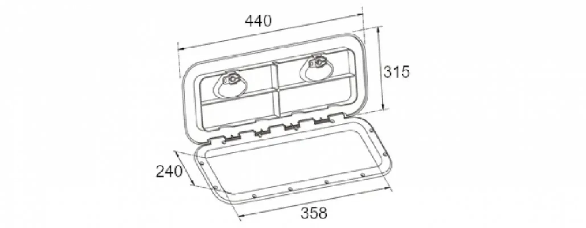 Крышка рундука SEAFLO 315x440мм, белый пластик