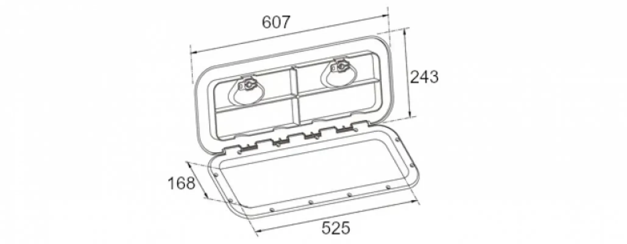 Крышка рундука SEAFLO 353x606мм, белый пластик
