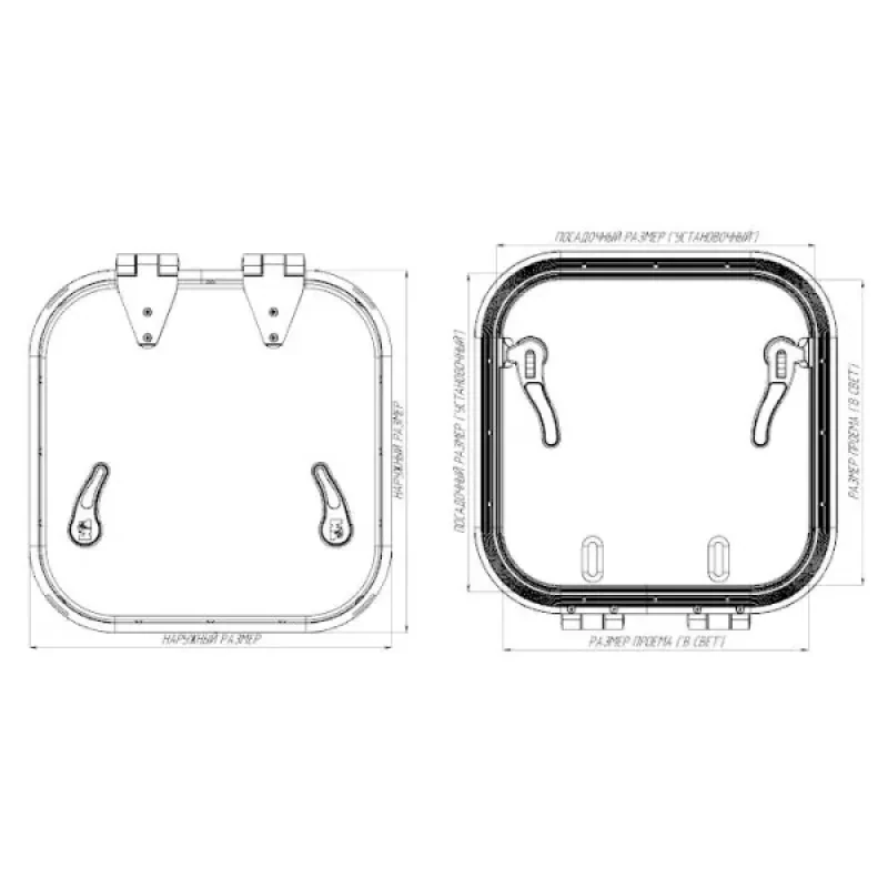Техномарин Люк палубный безрамный Пеликан 425x425 R75