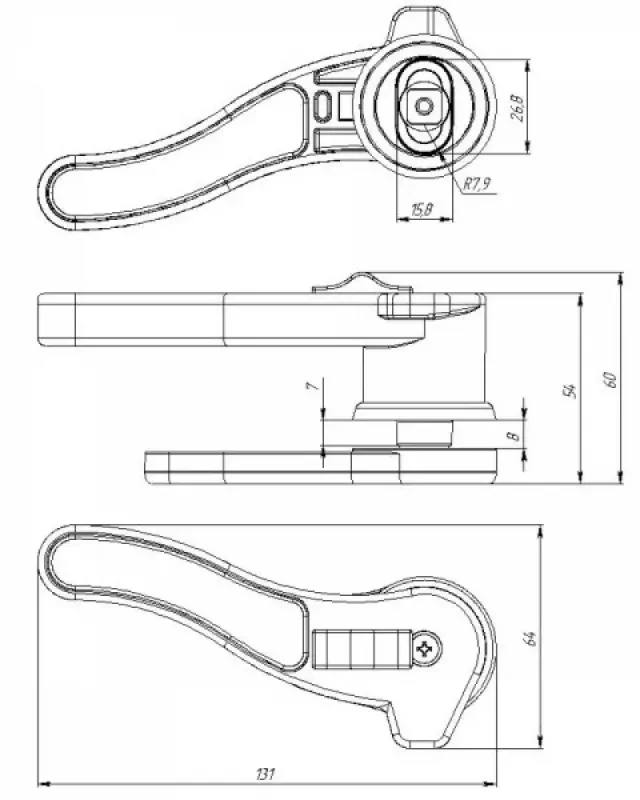 Техномарин Ручка-задвижка поворотная правая, полиамид