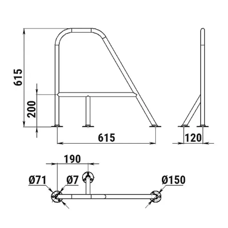 Техномарин Леер носовой большой левый, нержавеющая сталь