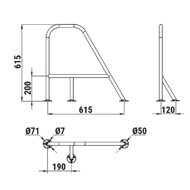Техномарин Леер носовой большой правый, нержавеющая сталь