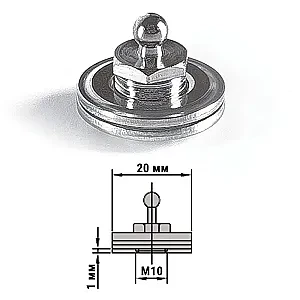 Крепление тента низ ткань, хромированная латунь 1027-0340