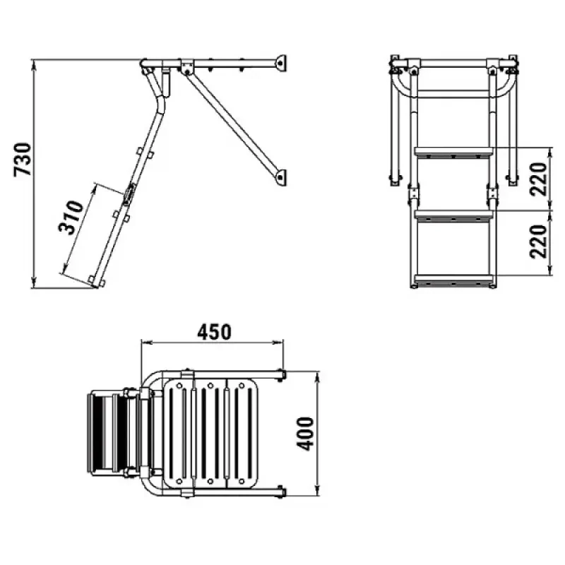 Техномарин Платформа кормовая с трапом 3 ступени ироко