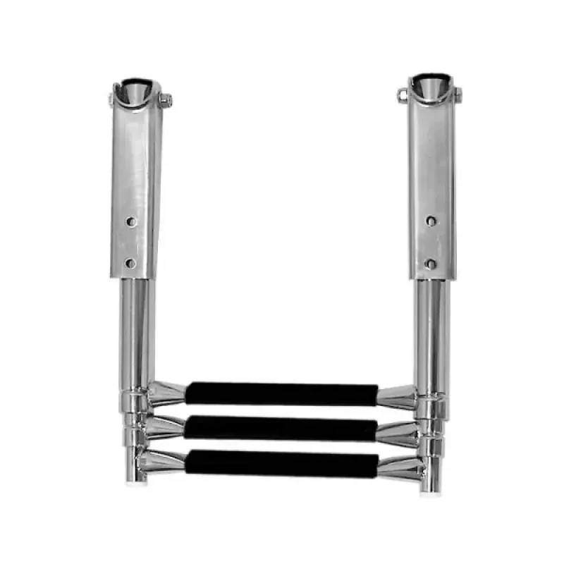 Техномарин Трап телескопический складной узкий, 3 черных ступени (ширина 253 мм.)