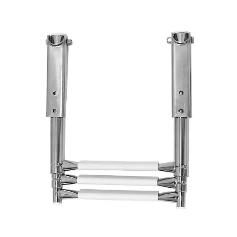 Техномарин Трап телескопический складной узкий, 3 белых ступени (ширина 253 мм.)