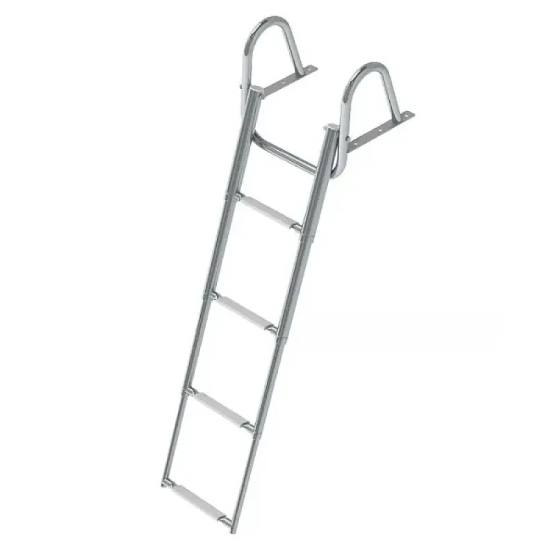 Техномарин Трап телескопический с поручнем, 4 белых ступени (ширина 350 мм.)