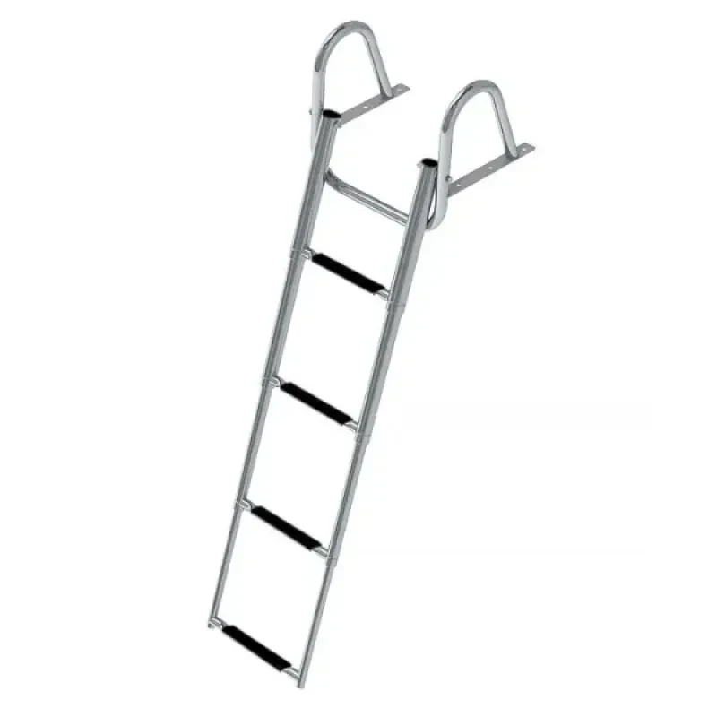 Техномарин Трап телескопический с поручнем, 4 черных ступени (ширина 350 мм.)