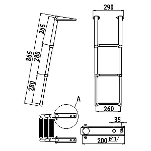 Трап телескопический 3 ступени складной 040102T