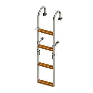 Трап складной с горизонтальным креплением, 4 ступени ироко (ширина 215мм.) 040122T