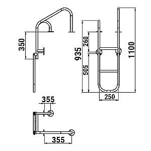 Трап складной с поручнем правый 3 ступени (катер "ПРОГРЕСС-2") 040132T