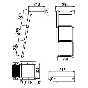 Трап телескопический 3 ступени выдвижной 040105T