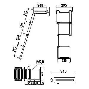 Трап телескопический 4 ступени выдвижной 040106T