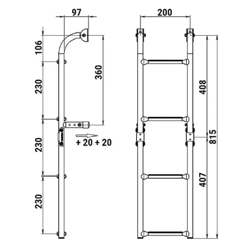 CIM Трап складной с вертикальным креплением 4 ступени ширина 200