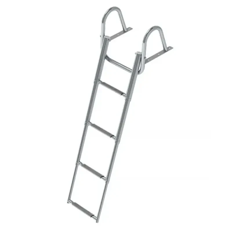 Техномарин Трап телескопический с поручнем, 4 серых ступеней (ширина 350 мм.)