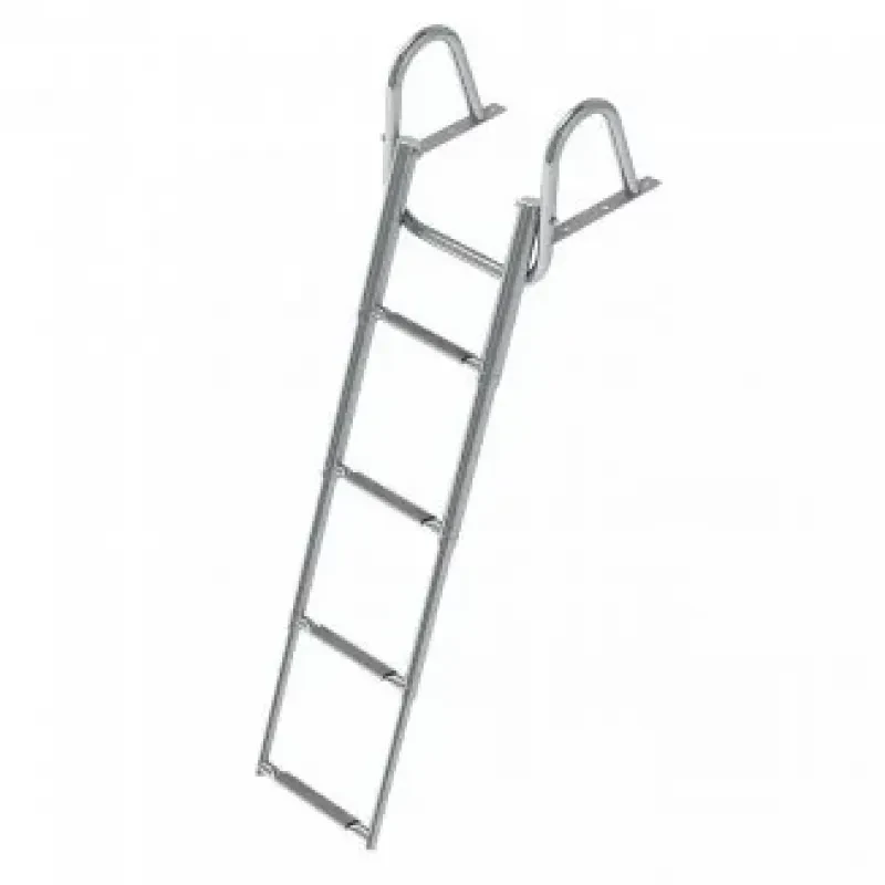 Техномарин Трап телескопический с поручнем, 4 серых ступеней (ширина 350 мм.)