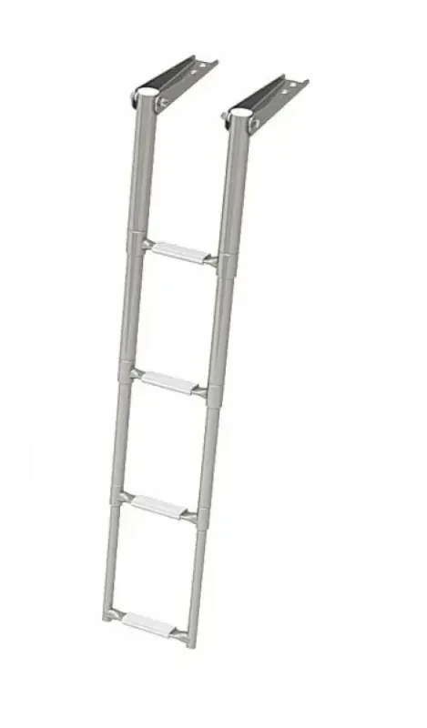 Техномарин Трап телескопический складной узкий, 4 белых ступени (ширина 264 мм.)
