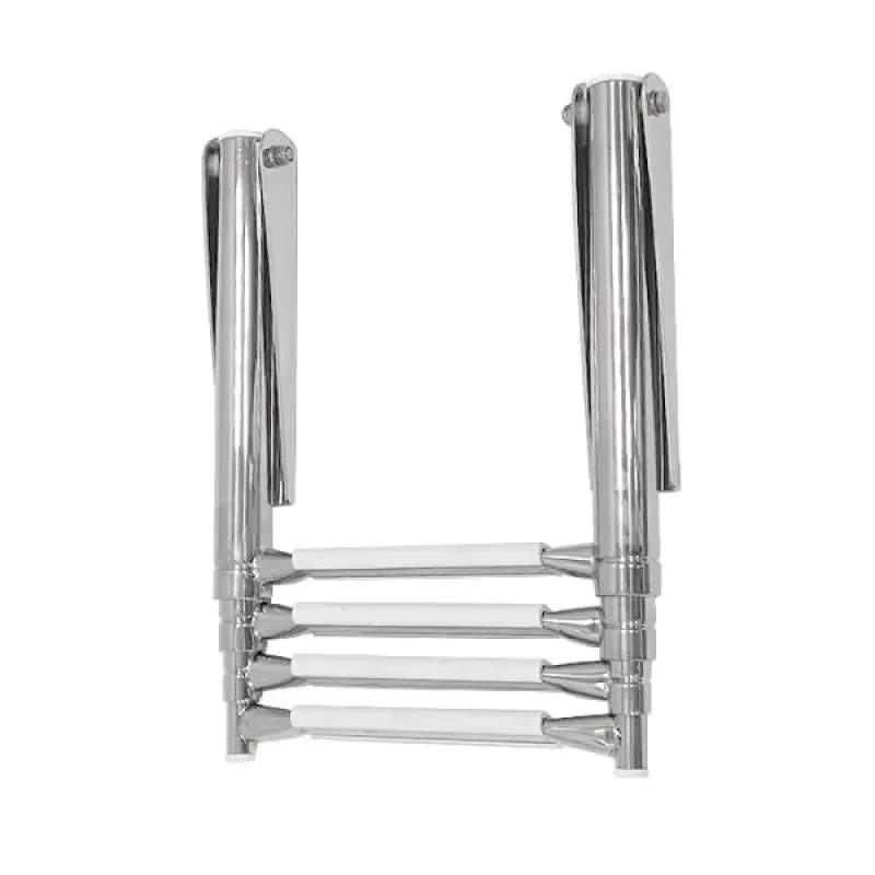 Техномарин Трап телескопический складной узкий, 4 белых ступени (ширина 264 мм.)