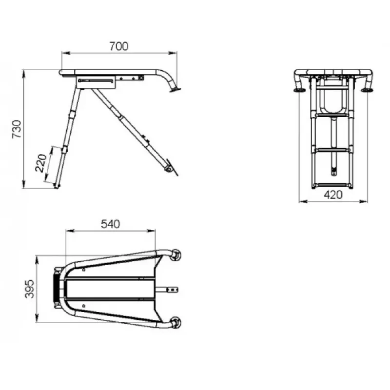 Техномарин Платформа носовая с трапом 3 ступени черные