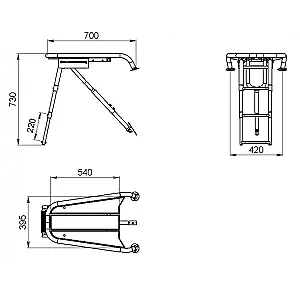 Платформа носовая с трапом 3 ступени черные 040245BT