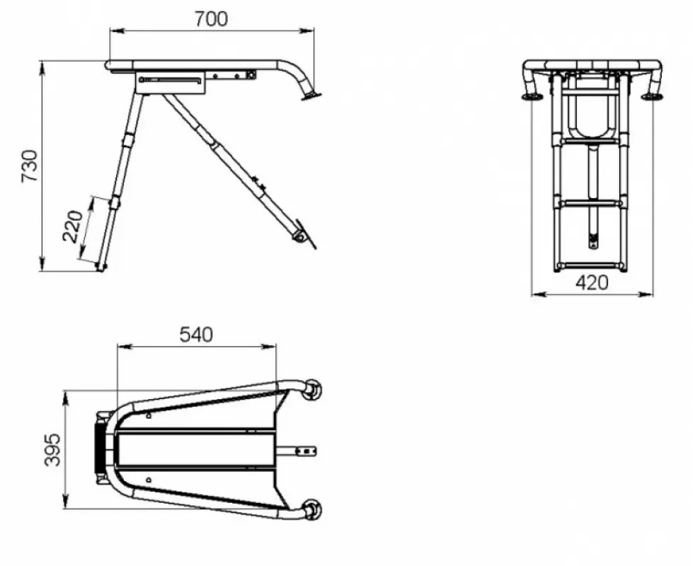 Техномарин Платформа носовая с трапом 3 ступени серые