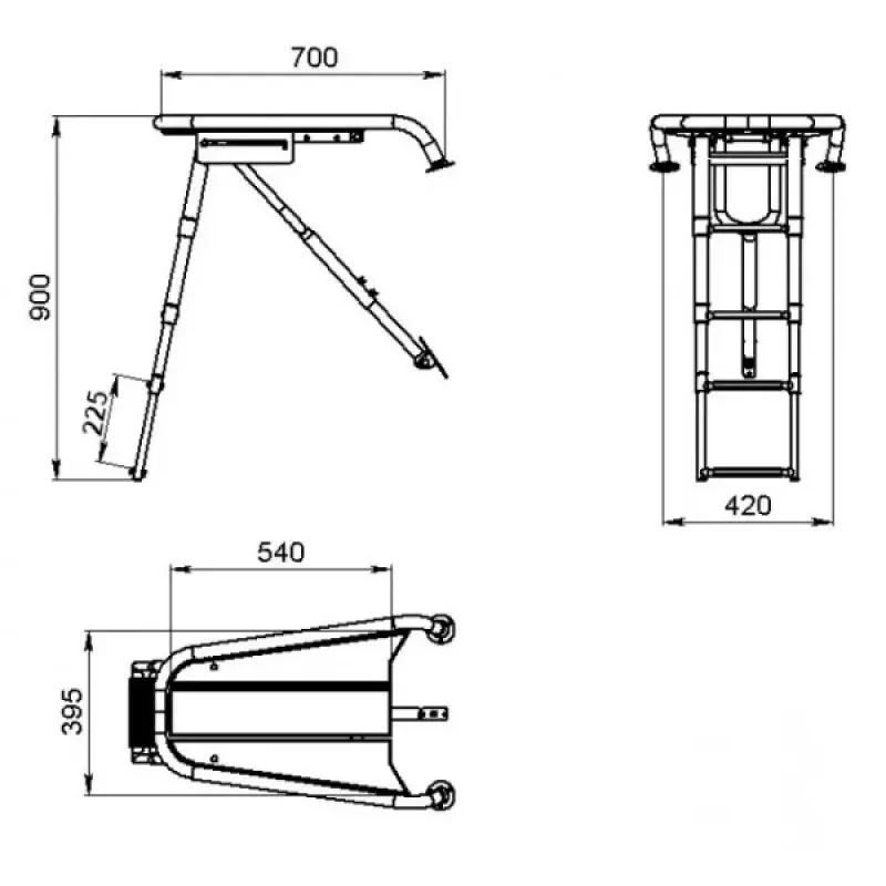 Техномарин Платформа носовая с трапом 4 ступени серые