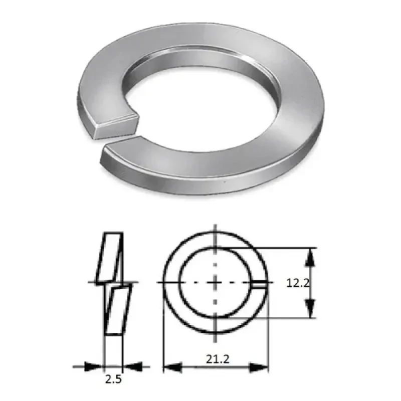ZONBIX Шайба пружинная (гровер) M12 нерж.A2 (100 шт)