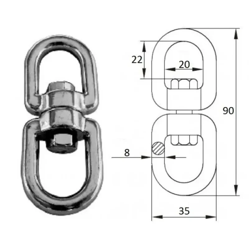 CIM Вертлюг петля-петля 8мм