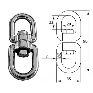 Вертлюг петля-петля 8мм 2701-0108