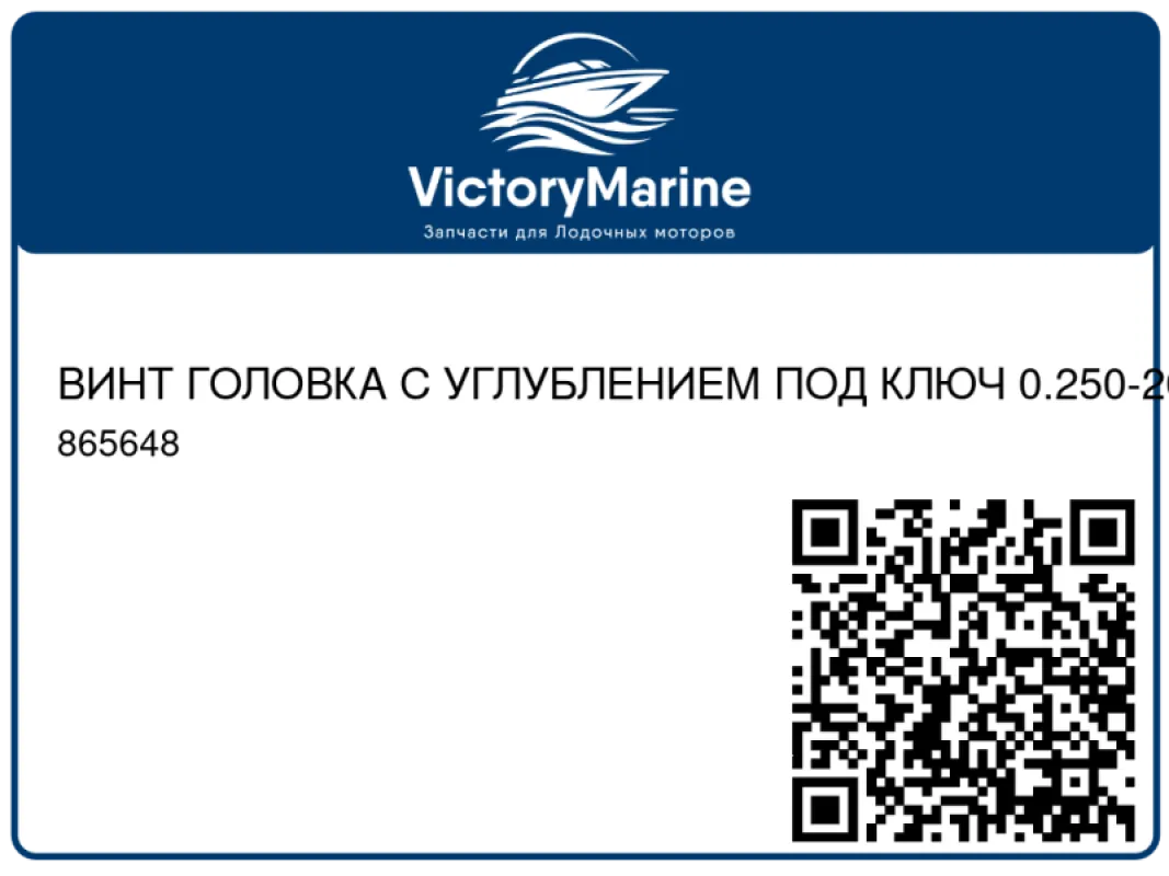 ВИНТ ГОЛОВКА С УГЛУБЛЕНИЕМ ПОД КЛЮЧ 0.250-20X1.75 Mercury