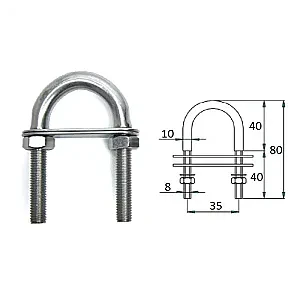 Рым-болт с двойной планкой 8х80мм 1016-0309