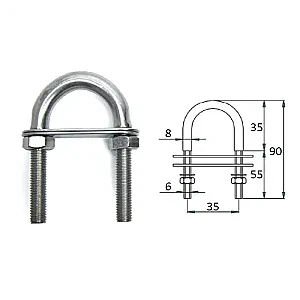 Рым-болт с двойной планкой 6х90мм 1016-0305