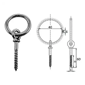 Рым c шурупом 6х30мм 1011-0106