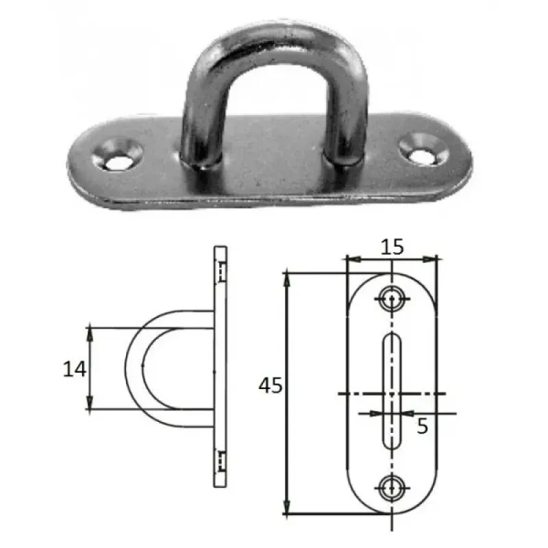 CIM Планка овальная с проушиной 5 мм AISI 304