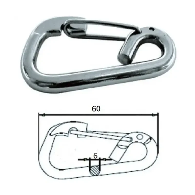 CIM Карабин 60мм, нерж.сталь
