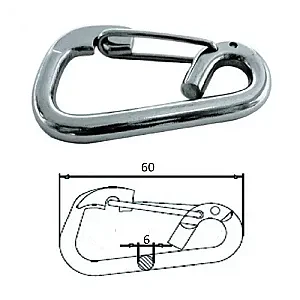 Карабин 60мм, нерж.сталь 2608-0106