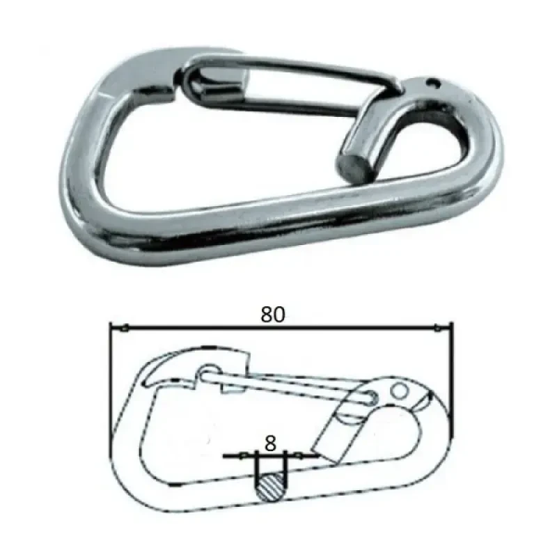 CIM Карабин 80мм, нерж.сталь