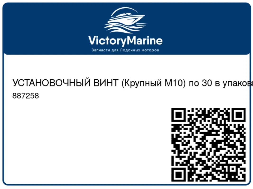 УСТАНОВОЧНЫЙ ВИНТ (Крупный M10) по 30 в упаковке Mercury
