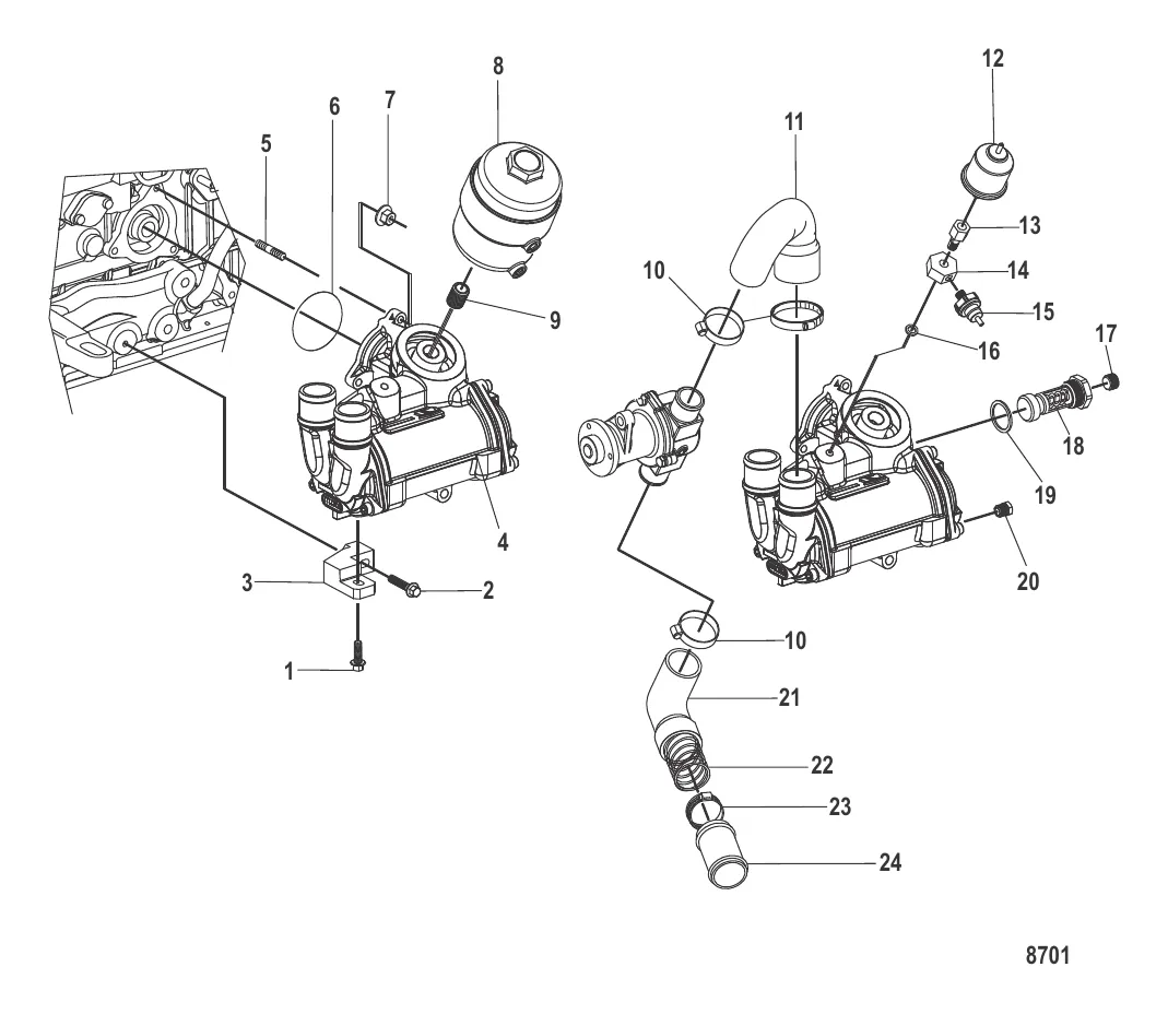 Маслоохладитель и фильтр в сборе