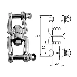 Вертлюг с двумя проушинами 10мм 2703-0110